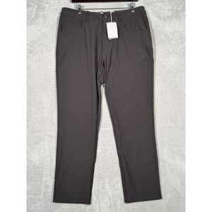Henry Dean Pants Mens 34x28 Black Polyester Chino 5 Pocket Regular Fit Casual